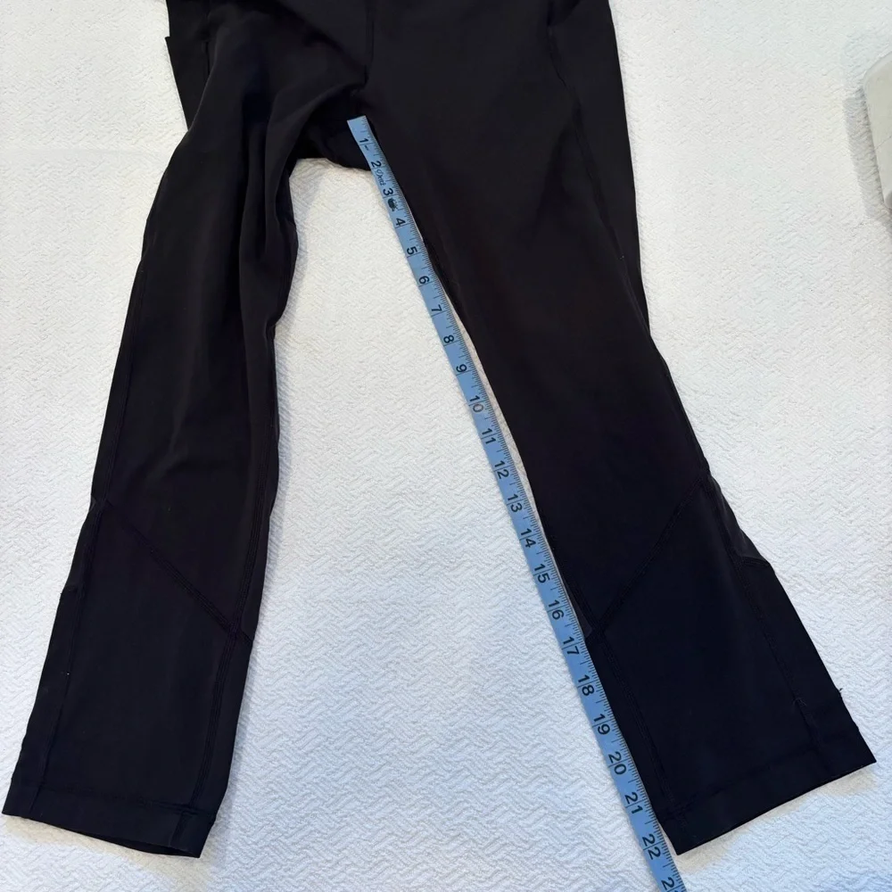Lululemon Wunder Under Black Crop Leggings Size 6 Mesh Detail Drawstring Pockets